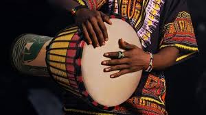 5 Blue Playing  Djembe